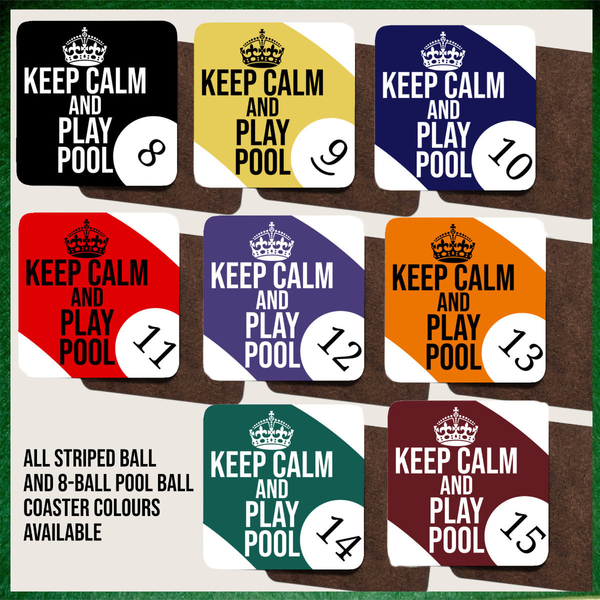Keep Calm and Play Pool 11oz Mug || Mug, Coaster & Set Options