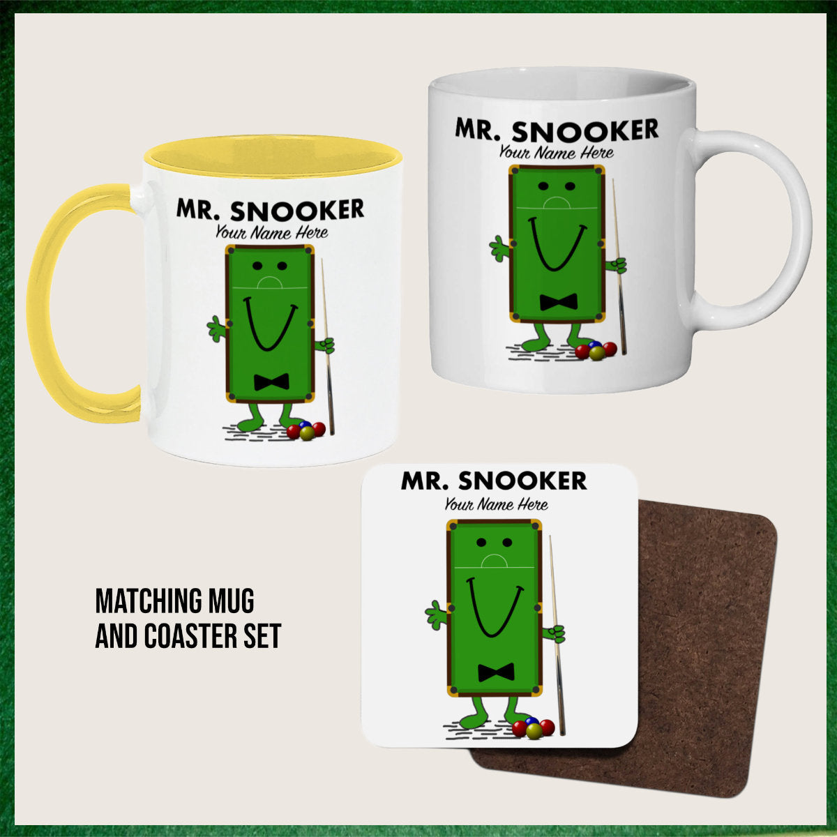 Mr.Snooker Personalised Novelty 11oz Mug || Mug, Coaster & Set Options