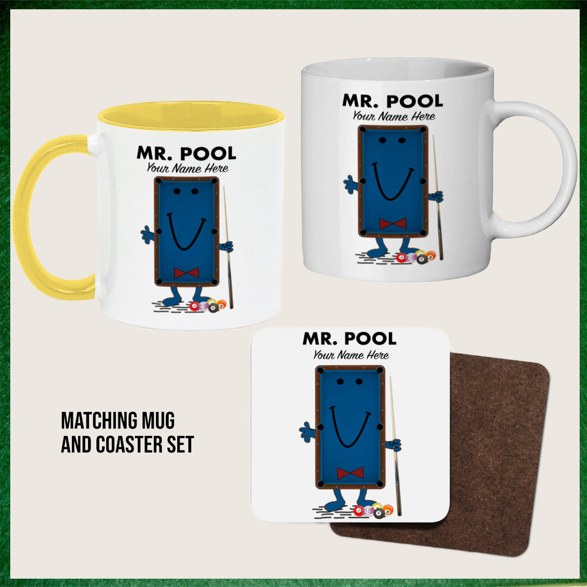 Mr.Pool Personalised Novelty 11oz Mug || Mug, Coaster & Set Options