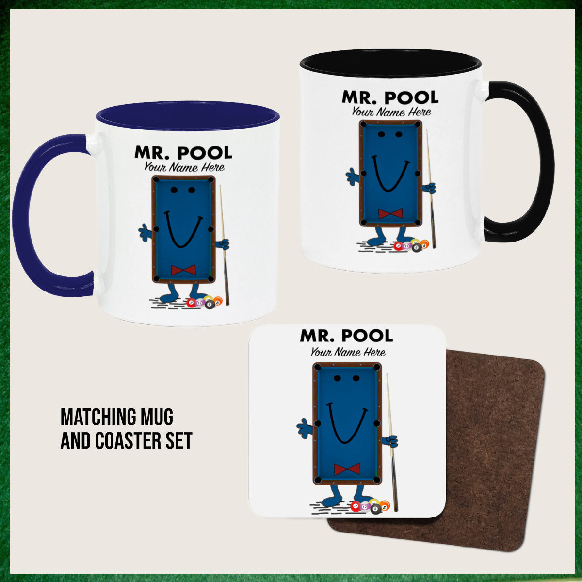 Mr.Pool Personalised Novelty 11oz Mug || Mug, Coaster & Set Options