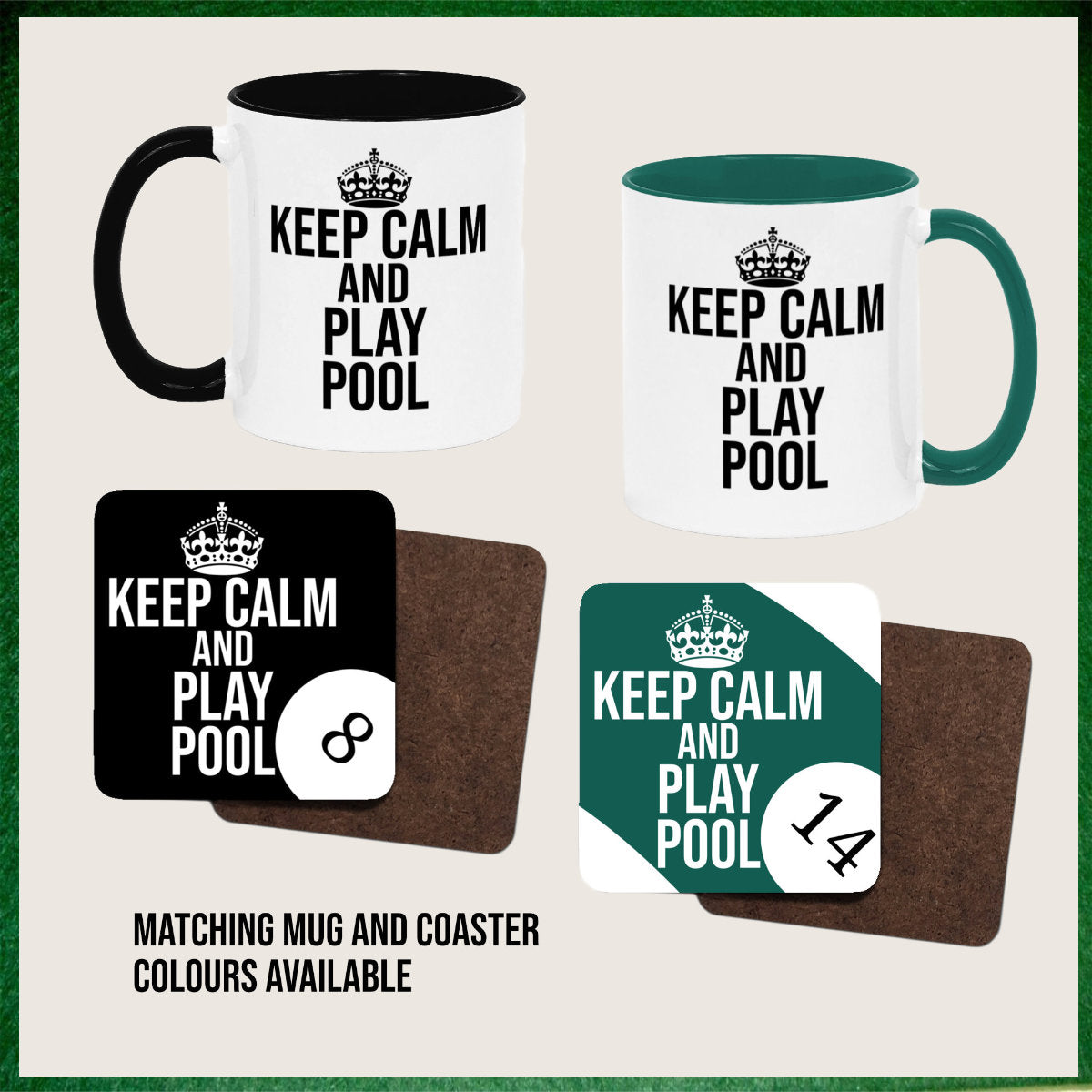 Keep Calm and Play Pool 11oz Mug || Mug, Coaster & Set Options