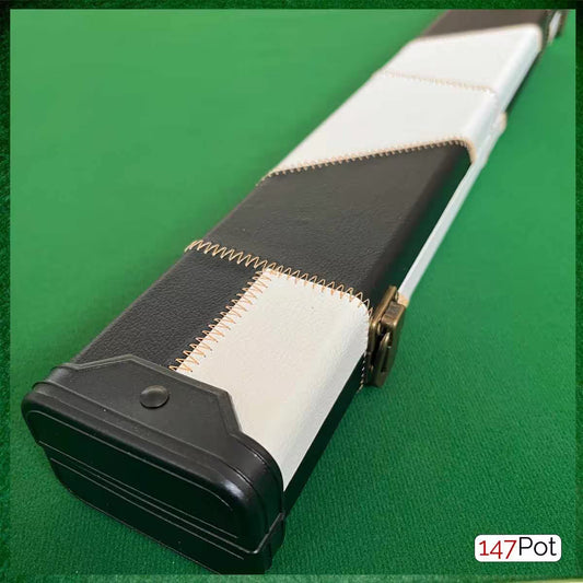 Black & White Angle Wrap Pattern Leatherette 3/4 Length 57" Snooker/Pool Cue Case - 147Pot