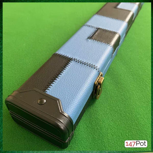 Blue & Black Block Patchwork Leatherette 3/4 Length 57/58" Snooker/Pool Cue Case