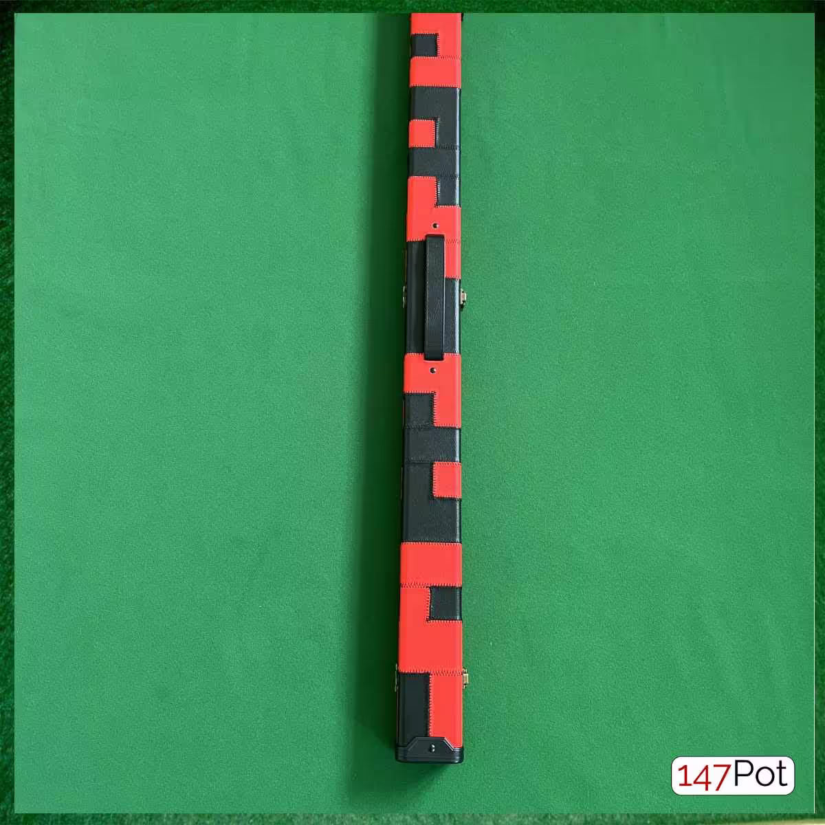 Red & Black Block Patchwork Leatherette 3/4 Length 57/58" Snooker/Pool Cue Case
