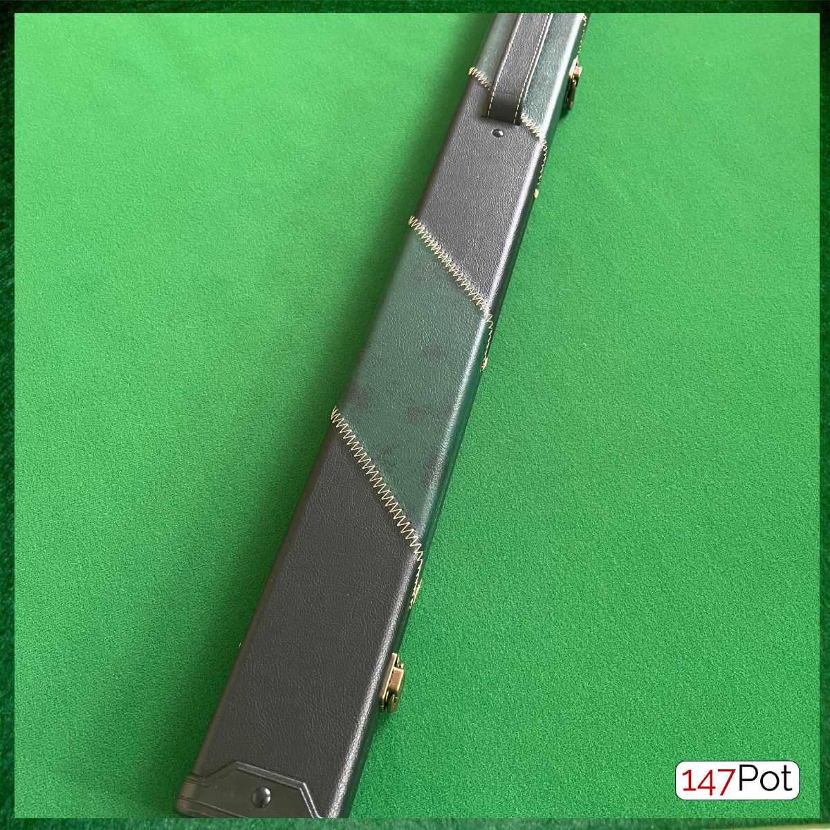 Green & Black Angled Patchwork Leatherette 3/4 Length 57/58" Snooker/Pool Cue Case