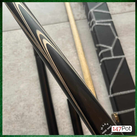 58" Snooker/Pool Cue + Case + 2x Extensions Bundle :: Premium Ebony White