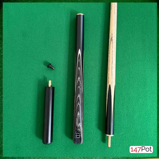 57" Grey & Black 3/4 Jointed 9.5mm Elk Tip English Snooker/Pool Cue