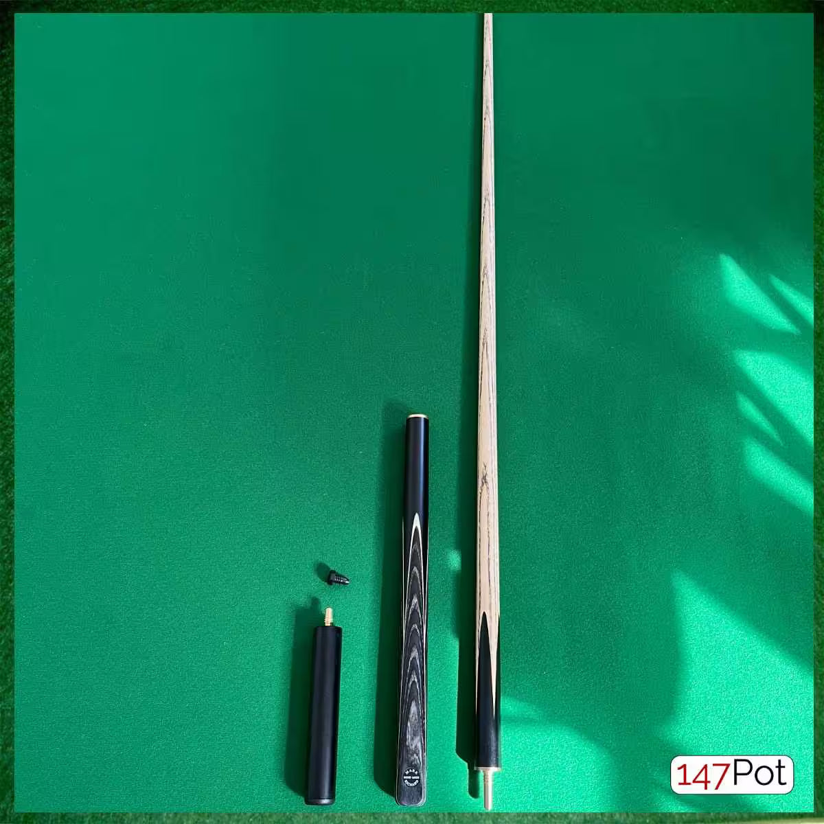 57" Grey & Black 3/4 Jointed 9.5mm Elk Tip English Snooker/Pool Cue