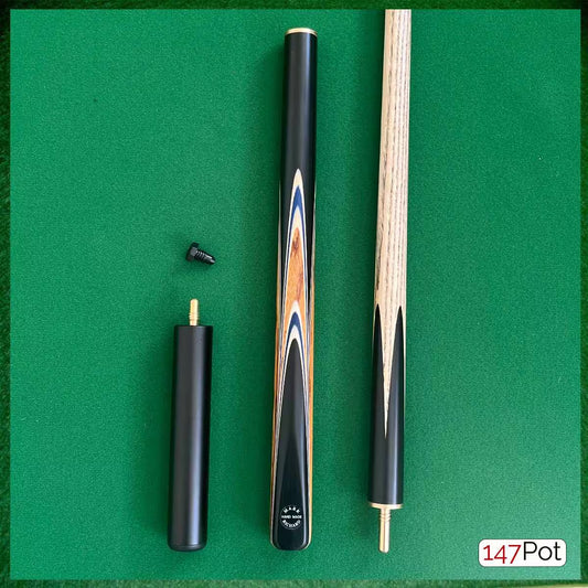 58" ¾ Jointed Handmade Ash 9.5mm Tip Snooker/Pool Cue - Golden Brown & Blue