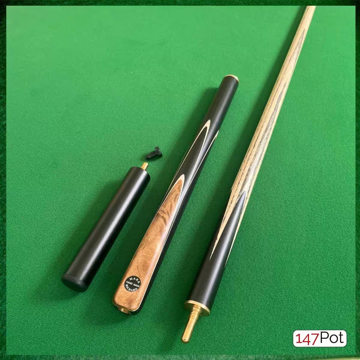 57" Burl Spliced 3/4 Jointed 9.5mm Elk Master Tip Snooker Cue