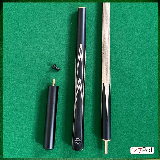 58" ¾ Jointed Handmade Ash 9.5mm Tip Snooker/Pool Cue - Premium Ebony White