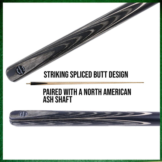 57" Grey & Black 3/4 Jointed 9.5mm Elk Tip English Snooker/Pool Cue