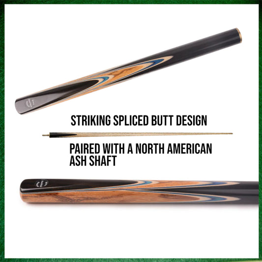 57" Mountain Lake Aesthetics Snooker & Pool Cue - Handcrafted Zebrano & Ebony Design