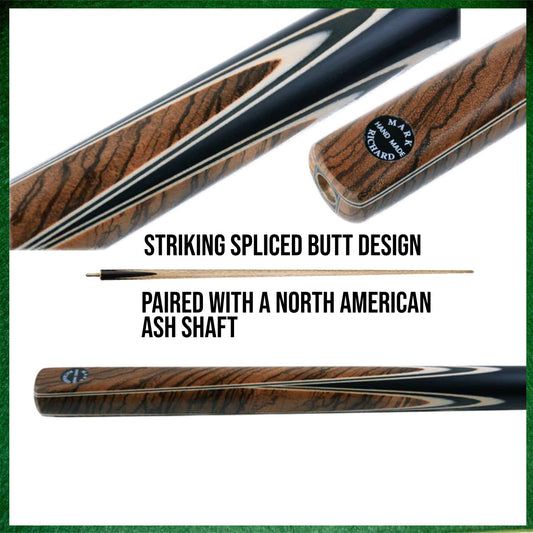 57" Zebreano Dark Tan 3/4 Jointed Snooker/Pool Cue