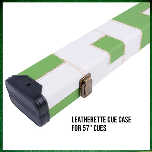 Green & White Patchwork Leatherette 3/4 Length 57" Snooker/Pool Cue Case