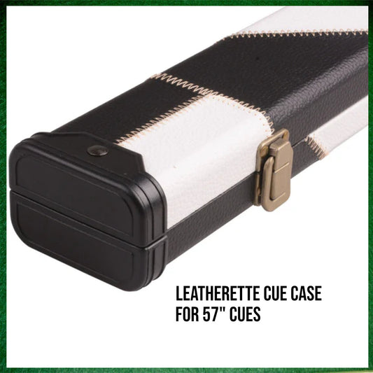 Black & White Angle Wrap Pattern Leatherette 3/4 Length 57" Snooker/Pool Cue Case