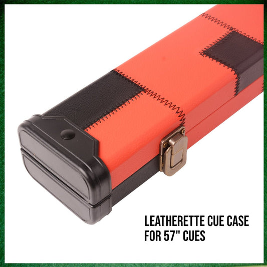 Black & Red Patchwork Leatherette 3/4 Length 57" Snooker/Pool Cue Case - 147Pot