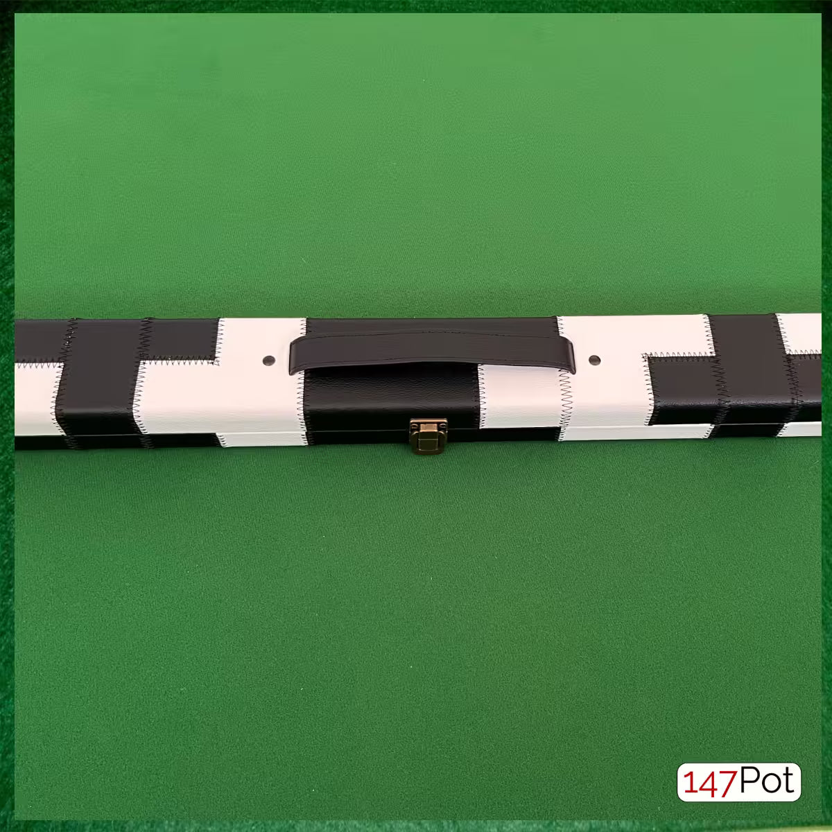 White & Black Block Patchwork Leatherette 3/4 Length 57/58" Snooker/Pool Cue Case