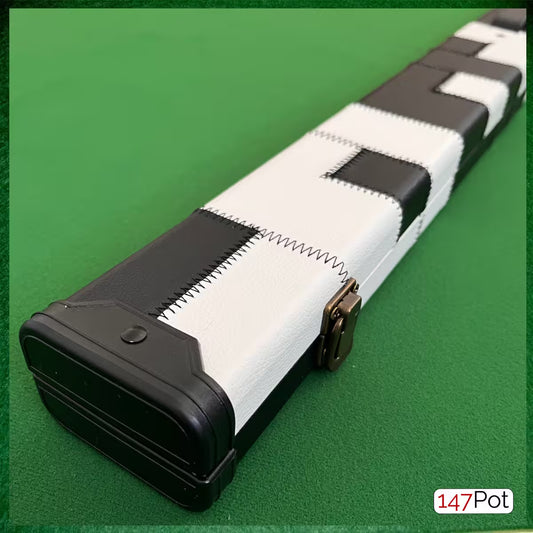 White & Black Block Patchwork Leatherette 3/4 Length 57/58" Snooker/Pool Cue Case