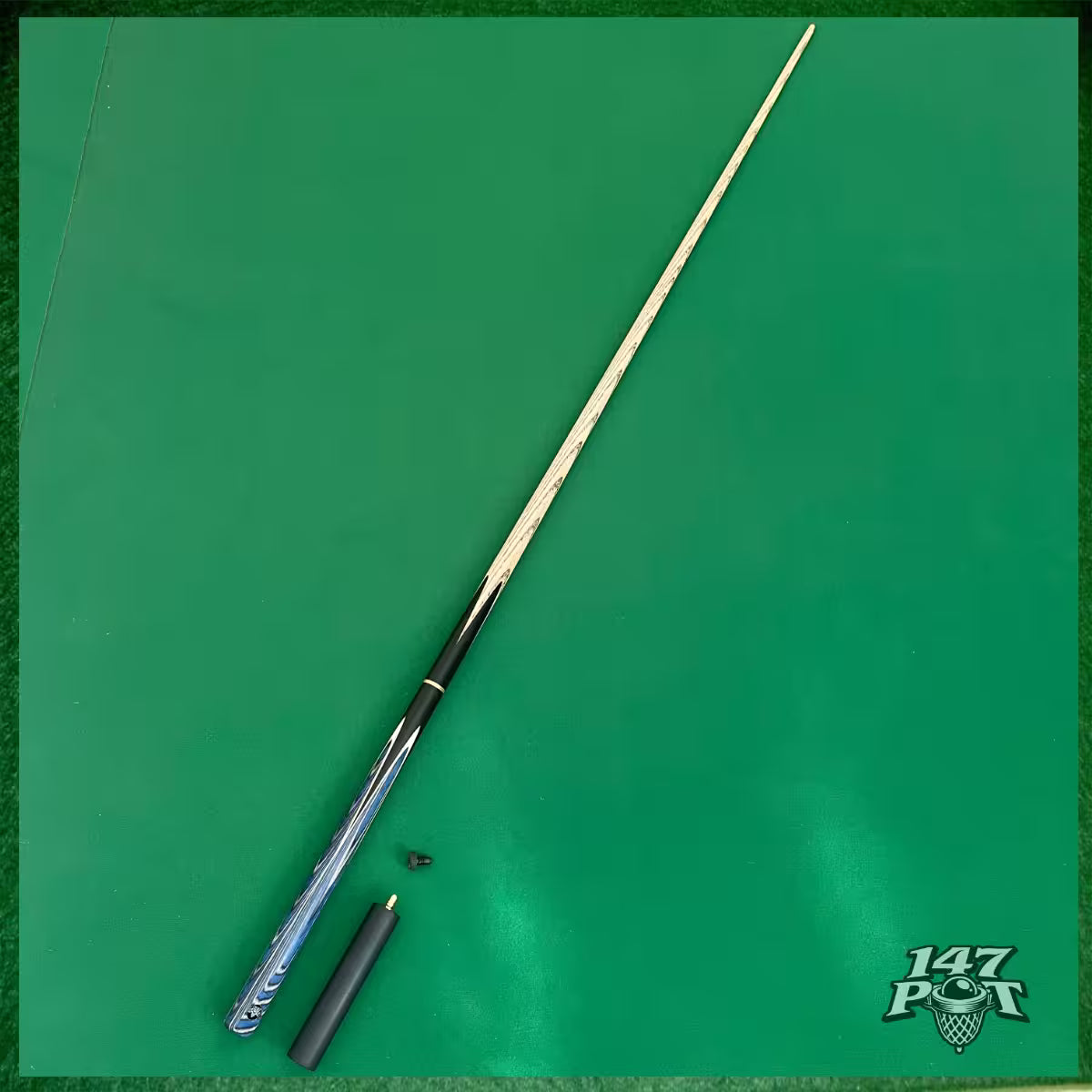 58" ¾ Joint Handmade Ash 9.5mm Tip Snooker/Pool Cue - Bluewood