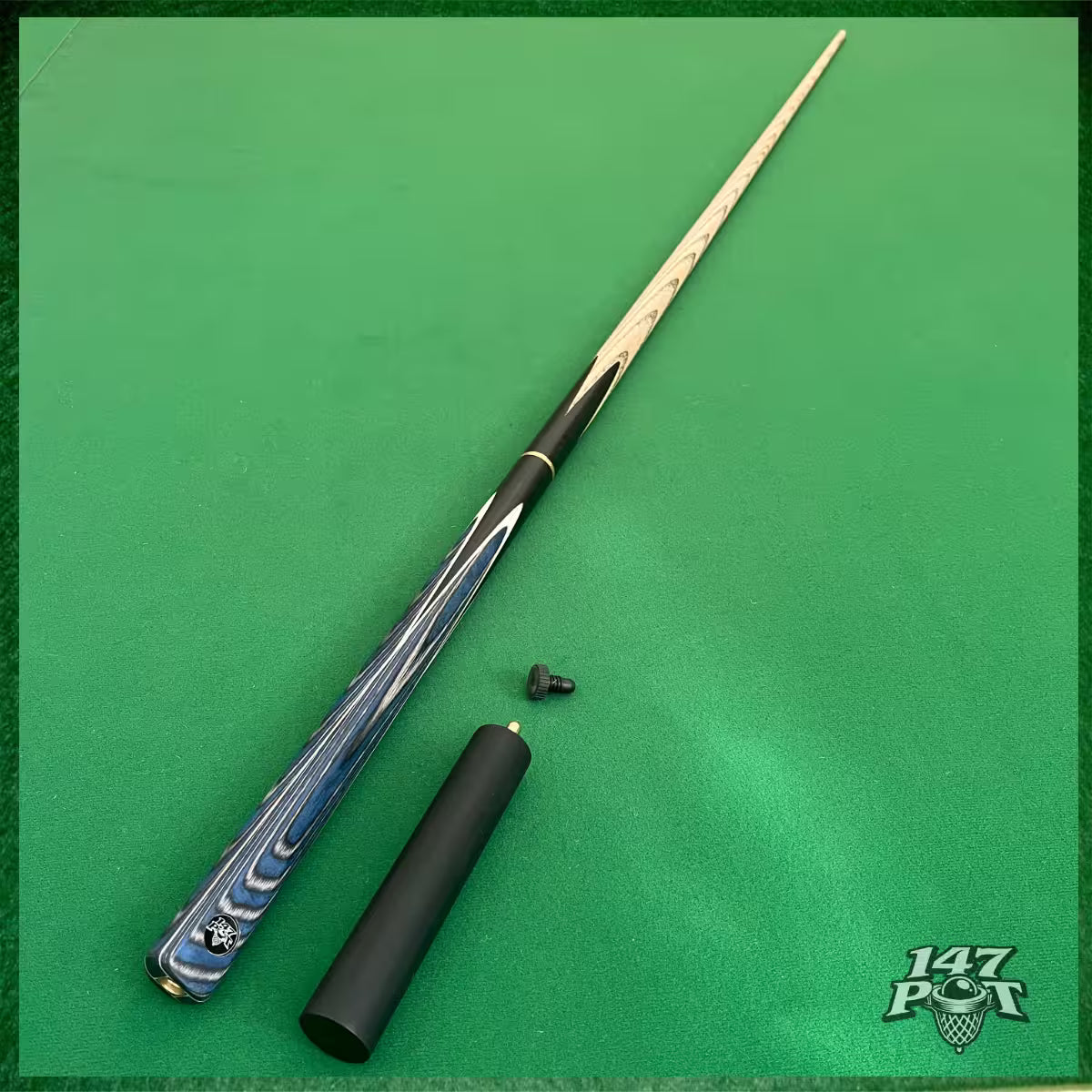 58" ¾ Joint Handmade Ash 9.5mm Tip Snooker/Pool Cue - Bluewood