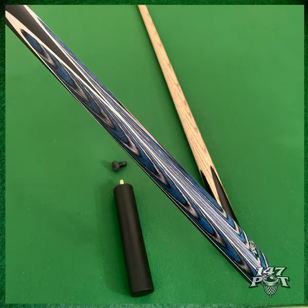 58" ¾ Joint Handmade Ash 9.5mm Tip Snooker/Pool Cue - Bluewood