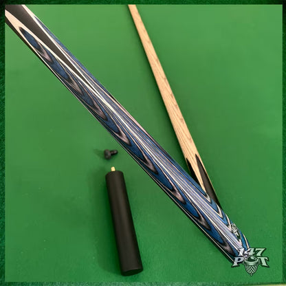 58" ¾ Joint Handmade Ash 9.5mm Tip Snooker/Pool Cue - Bluewood