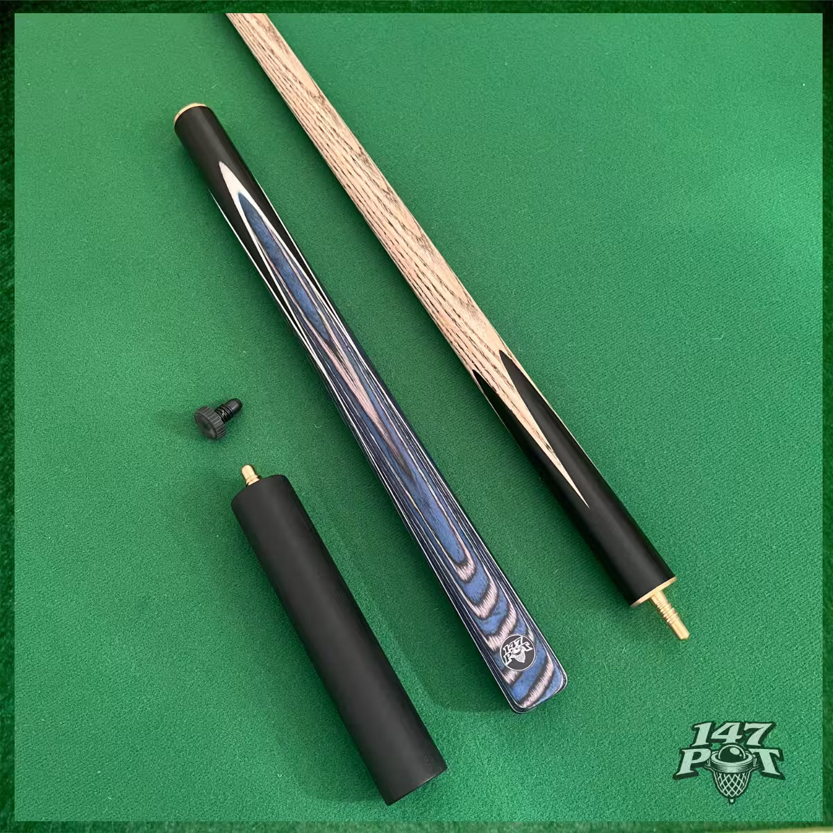 58" ¾ Joint Handmade Ash 9.5mm Tip Snooker/Pool Cue - Bluewood