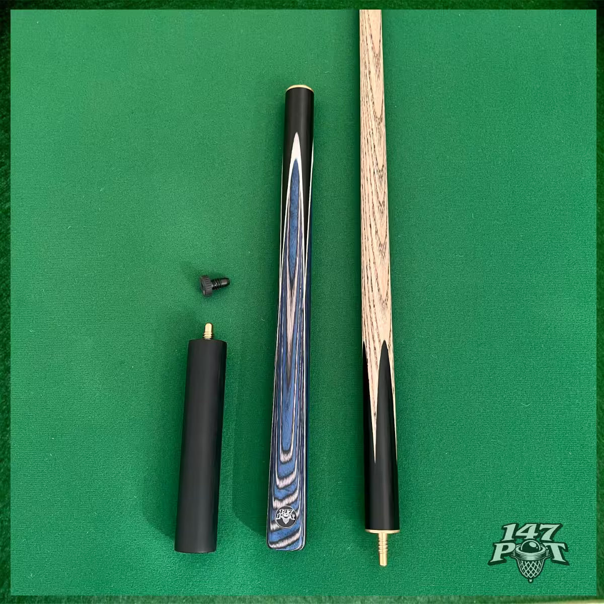58" ¾ Joint Handmade Ash 9.5mm Tip Snooker/Pool Cue - Bluewood