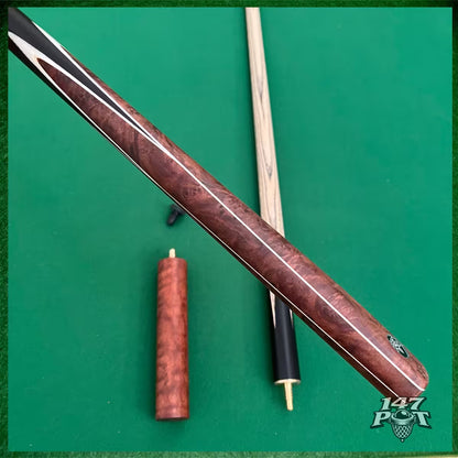 58" ¾ Joint Handmade Ash 9.5mm Tip Snooker/Pool Cue - Bronzewood