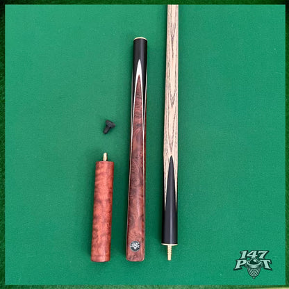 58" ¾ Joint Handmade Ash 9.5mm Tip Snooker/Pool Cue - Bronzewood