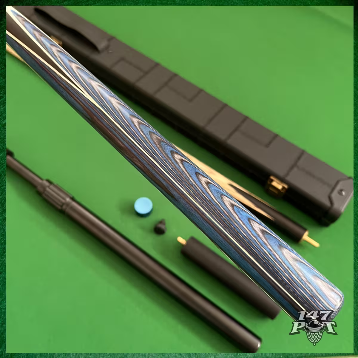 58" Snooker/Pool Cue + Case + 2x Extensions Bundle :: Bluewood