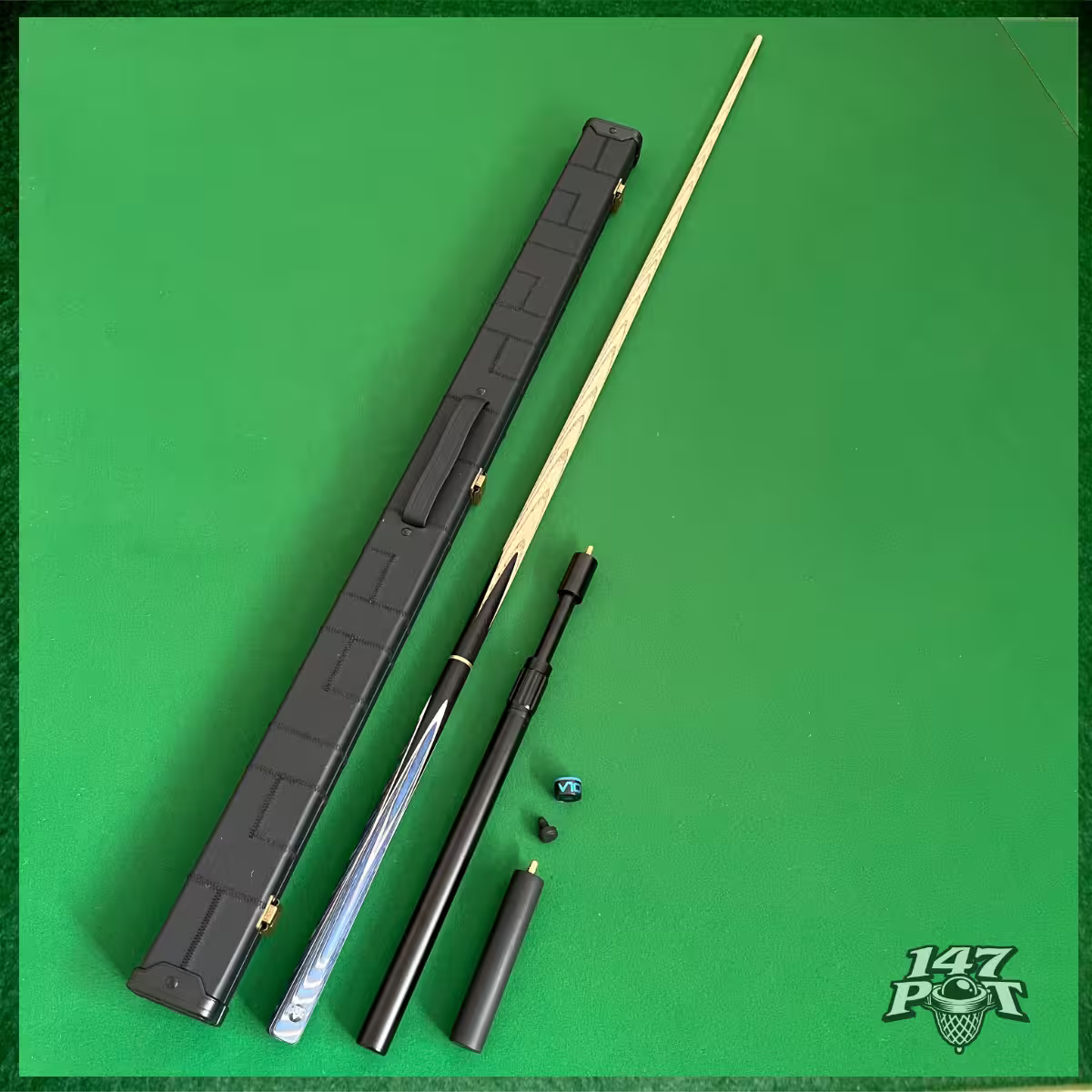 58" Snooker/Pool Cue + Case + 2x Extensions Bundle :: Bluewood