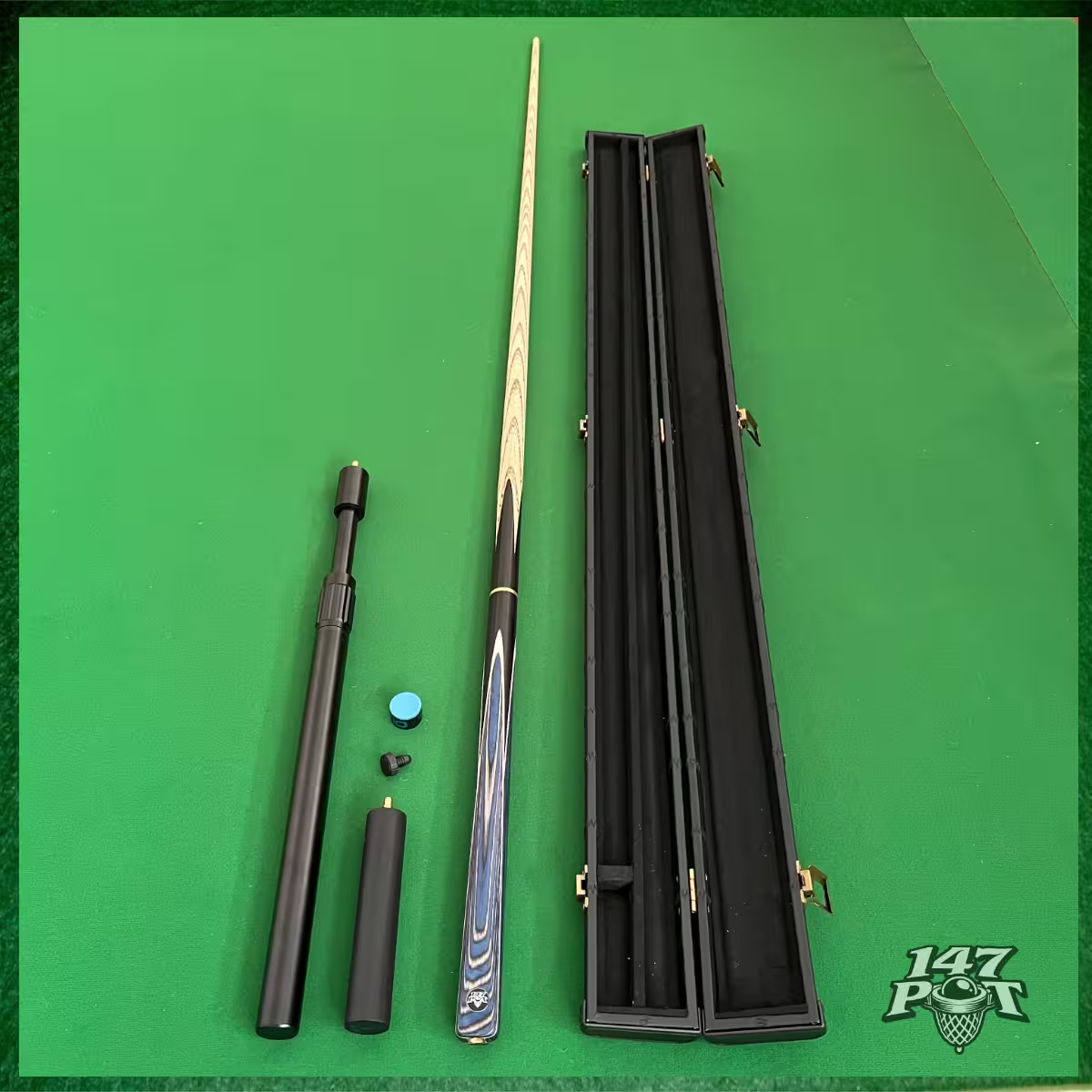 58" Snooker/Pool Cue + Case + 2x Extensions Bundle :: Bluewood