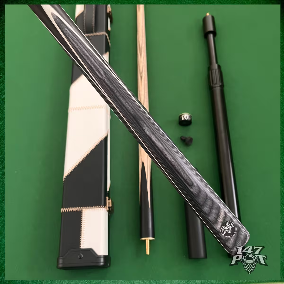 57" Snooker/Pool Cue + Case + 2x Extensions Bundle :: Silverwood