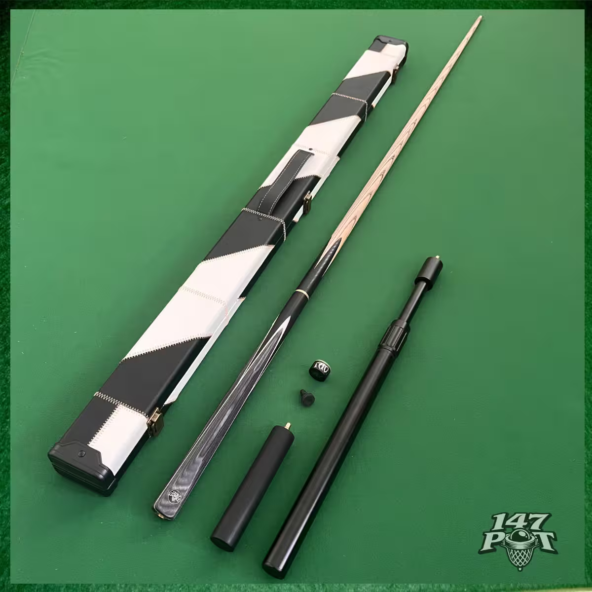 57" Snooker/Pool Cue + Case + 2x Extensions Bundle :: Silverwood
