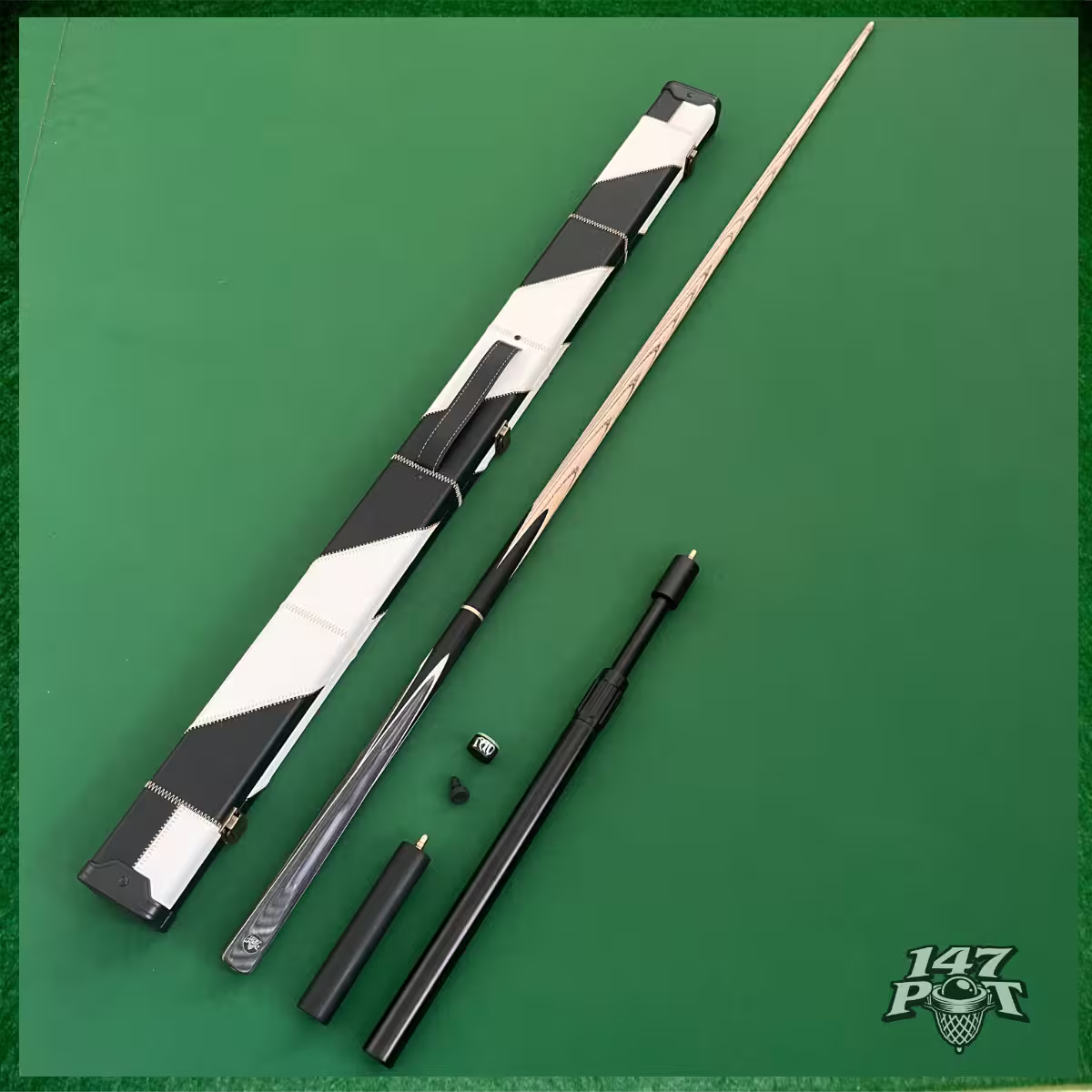 57" Snooker/Pool Cue + Case + 2x Extensions Bundle :: Silverwood