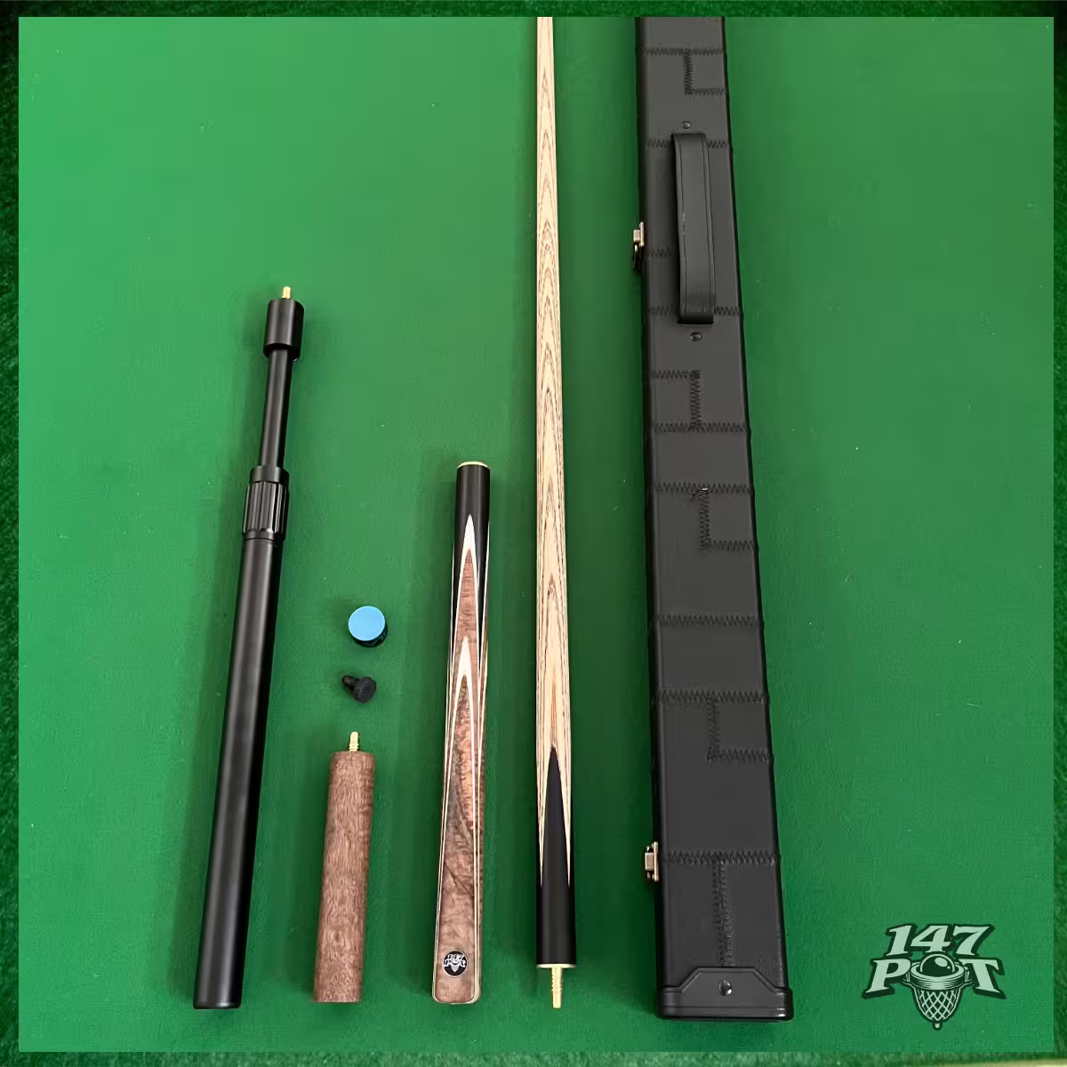 57" Snooker/Pool Cue + Case + 2x Extensions Bundle :: Emberwood 57