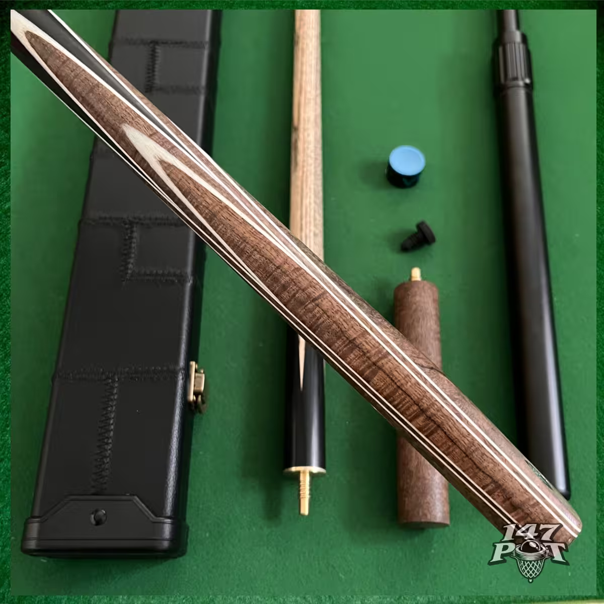 57" Snooker/Pool Cue + Case + 2x Extensions Bundle :: Emberwood 57