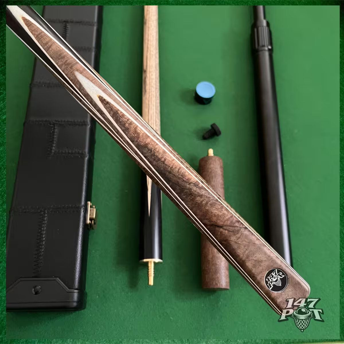 57" Snooker/Pool Cue + Case + 2x Extensions Bundle :: Emberwood 57