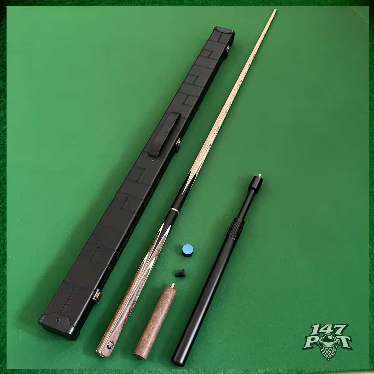 57" Snooker/Pool Cue + Case + 2x Extensions Bundle :: Emberwood 57