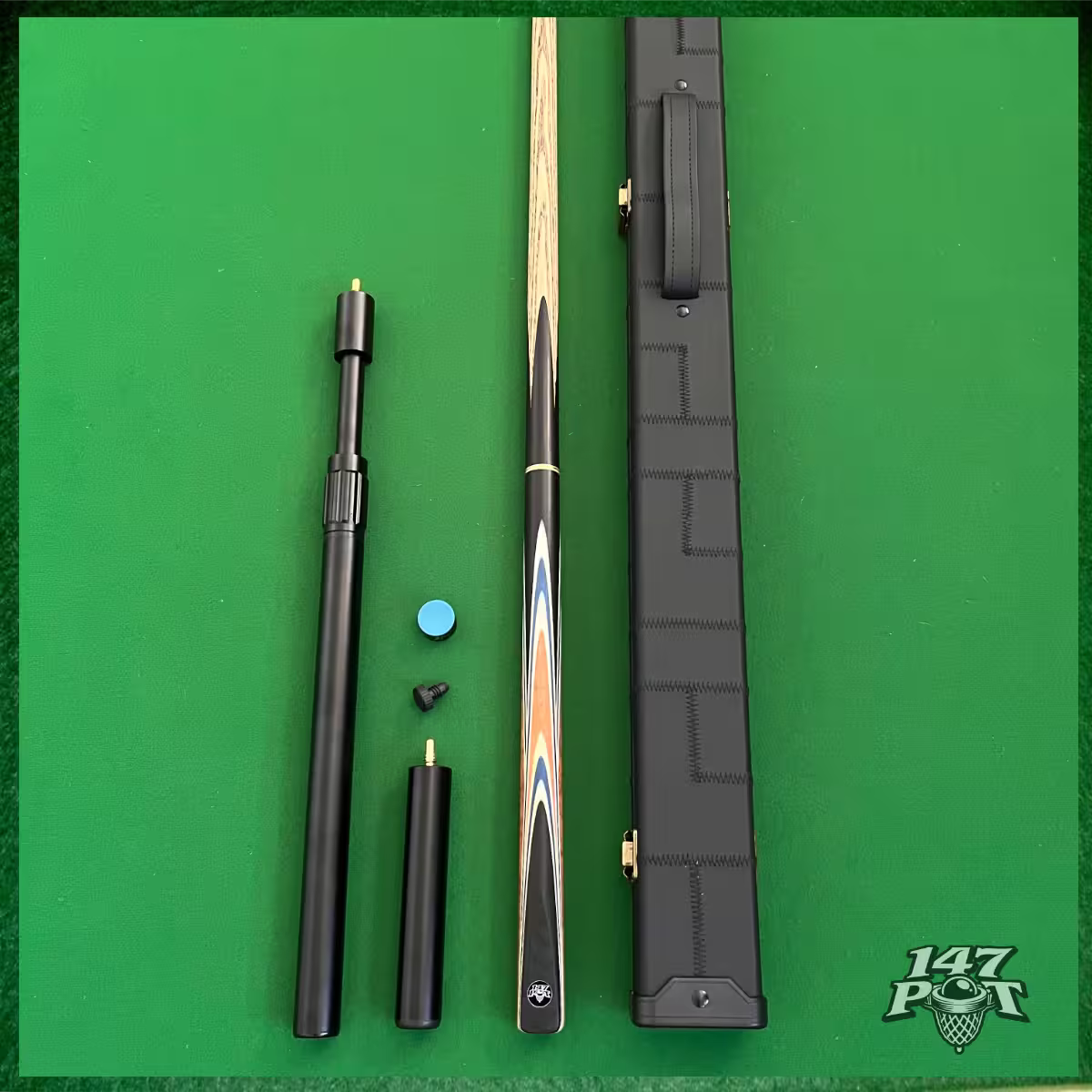 58" Snooker/Pool Cue + Case + 2x Extensions Bundle :: Royalcrest