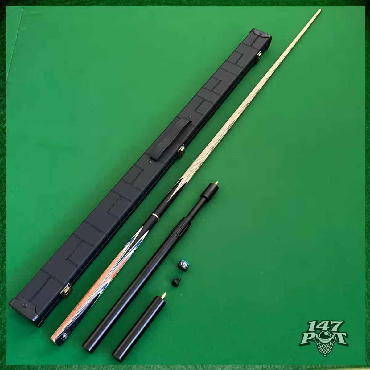 58" Snooker/Pool Cue + Case + 2x Extensions Bundle :: Royalcrest