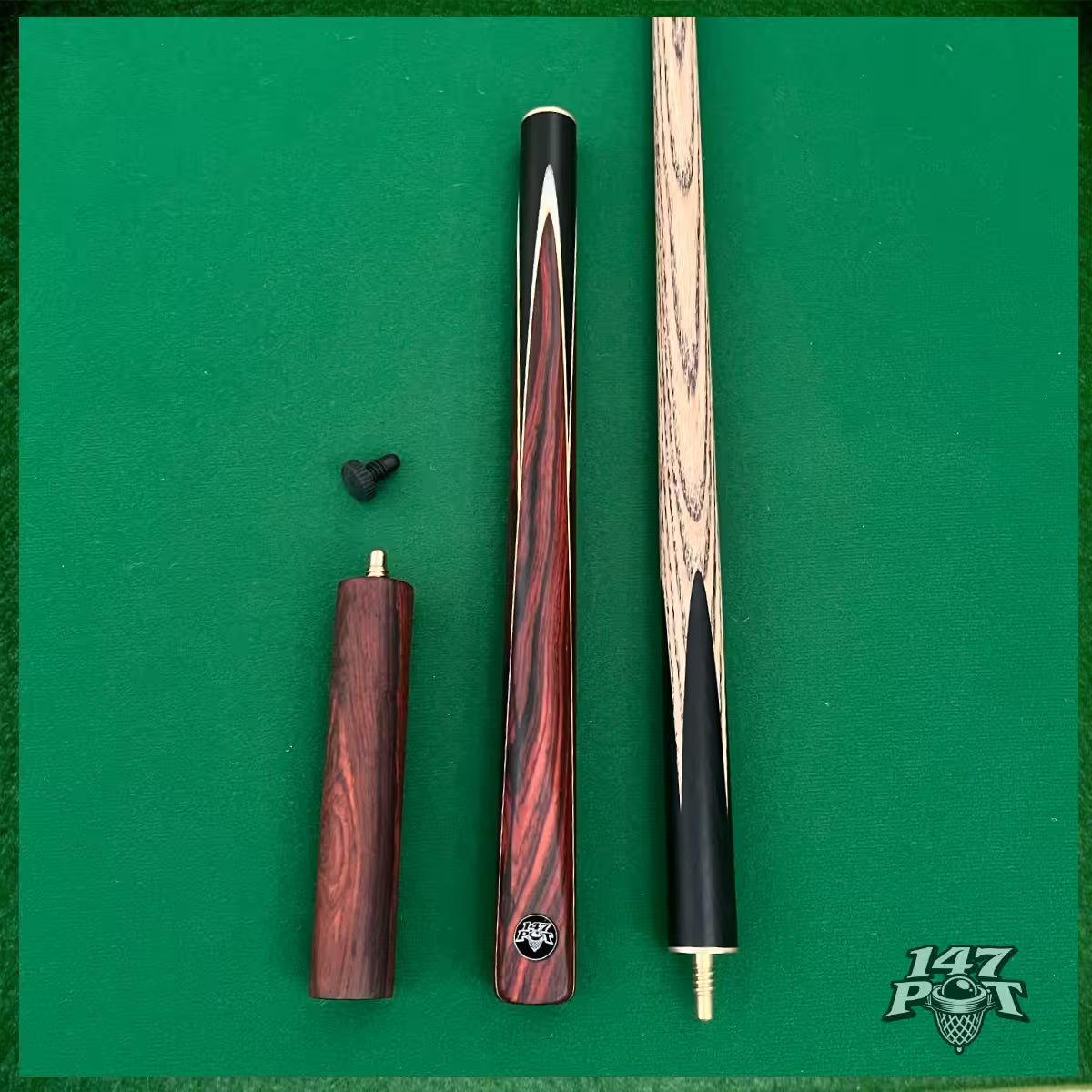 58" ¾ Joint Handmade Ash 9.5mm Tip Snooker/Pool Cue - Rubywood