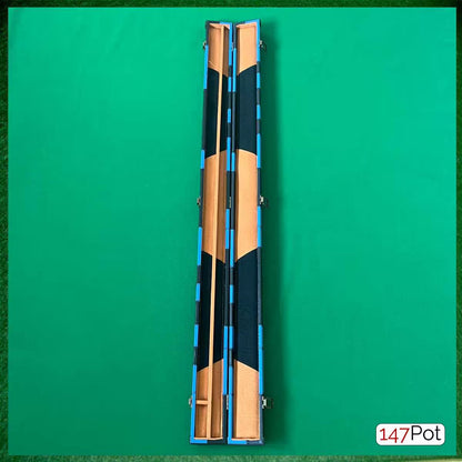 checkered blue and black snooker cue case