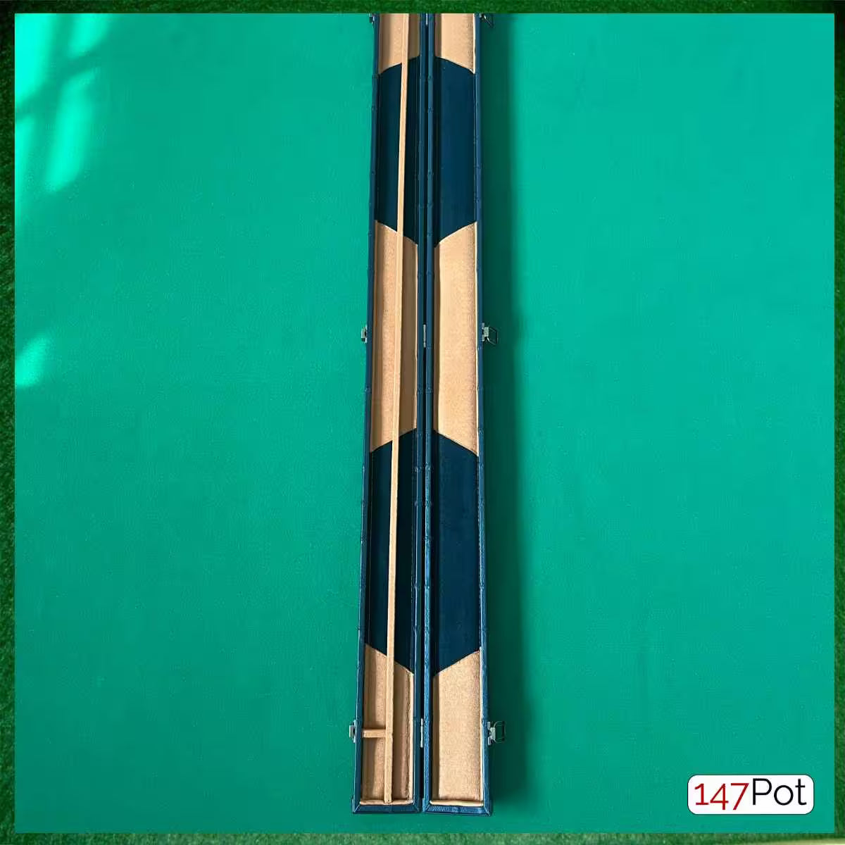 black block leatherette snooker cue case with chalk compartment