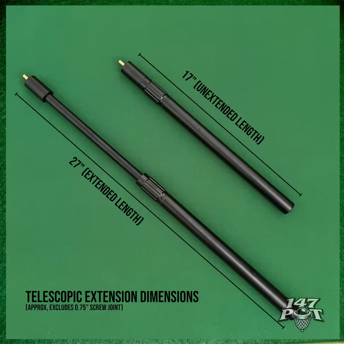 Telescopic Snooker Cue Extension – Adjustable 17” to 27”