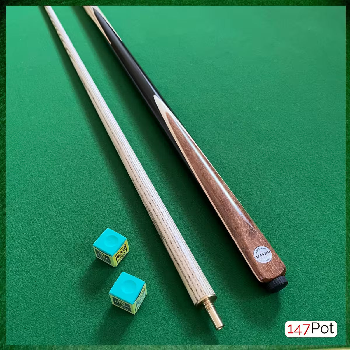 58" 2-Piece Handmade Ash 9.5mm Tip Walnut Splice Snooker Pool Cue - Pathline Series