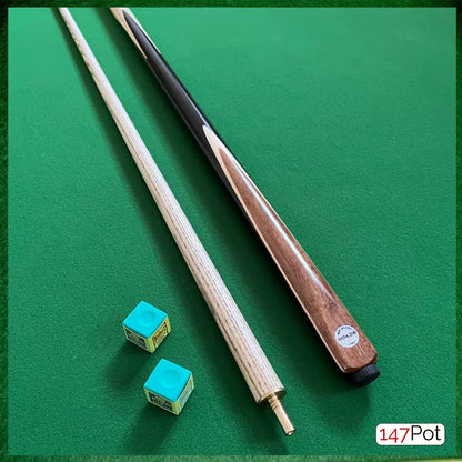 58" 2-Piece Handmade Ash 9.5mm Tip Walnut Splice Snooker Pool Cue - Pathline Series