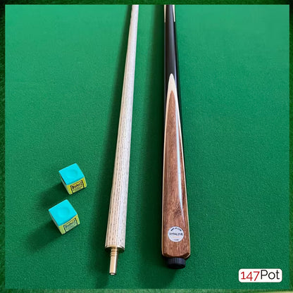 58" 2-Piece Handmade Ash 9.5mm Tip Walnut Splice Snooker Pool Cue - Pathline Series